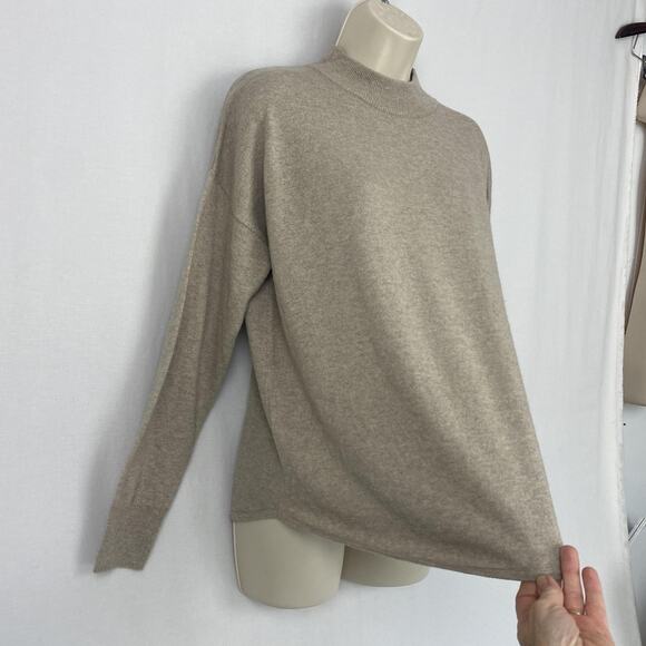 Madewell Sweater Womens Small Heather Hazelwood Mock Neck Wool Alpaca Blend Tan - Picture 3 of 11